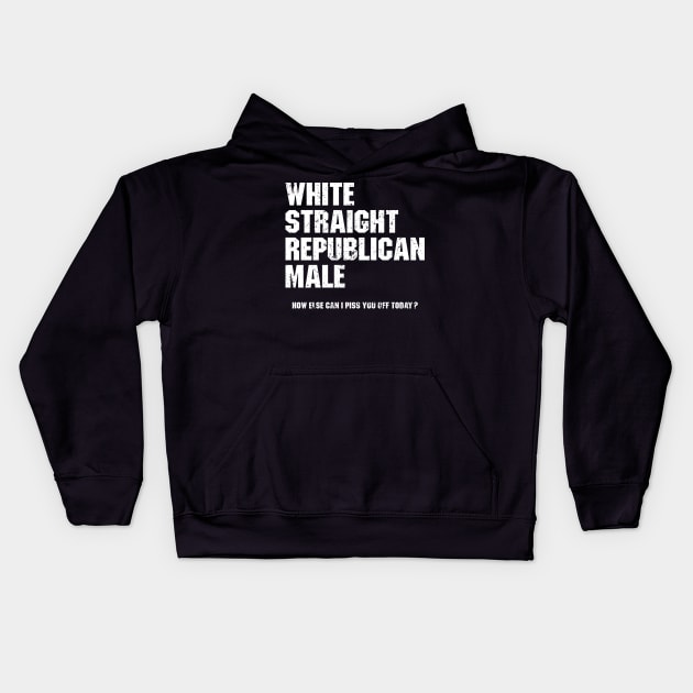 White Straight Republican Male Kids Hoodie by Ayana's arts